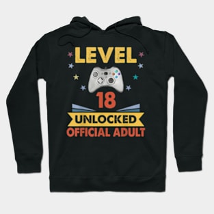 level 18 unlocked Official adult 18th Video Gamer Birthday Hoodie